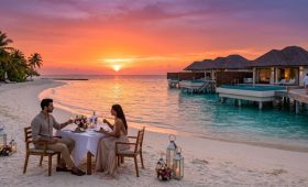 Romantic India To Maldives Couple Package with luxury water villa and sunset beach view