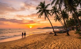 Most Wanted Goa Package 2026 – Beautiful Goa beach with palm trees, golden sand and sunset views