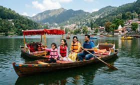 family enjoying boat ride on Naini Lake Nainital tour packages for family