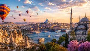 Turkey Trip From India 2026 featuring Cappadocia hot air balloons, Istanbul skyline, and iconic Turkish landmarks