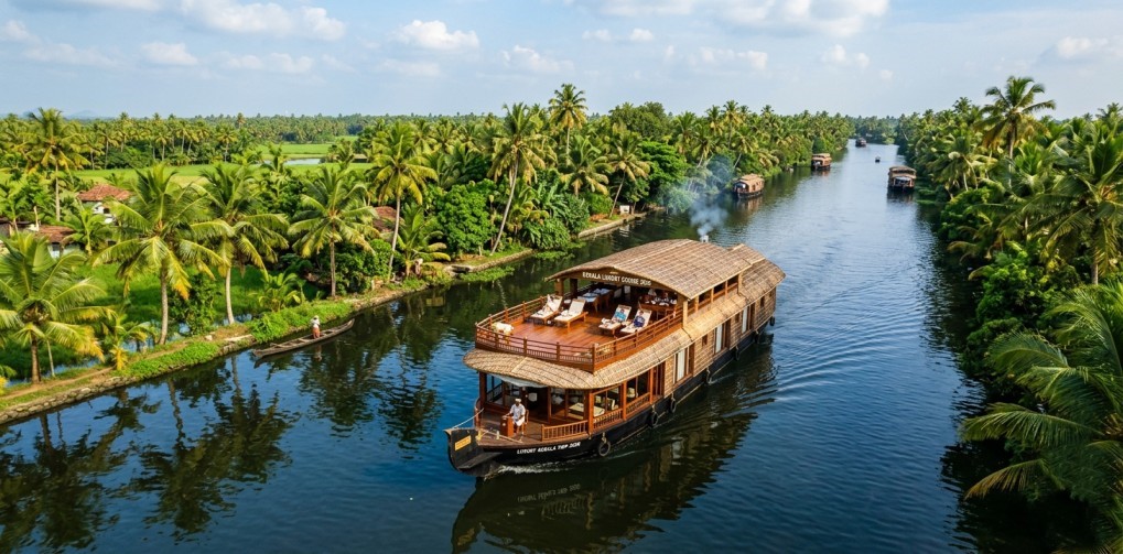 Luxury houseboat cruise in Alleppey backwaters during a Luxury Kerala Trip 2026